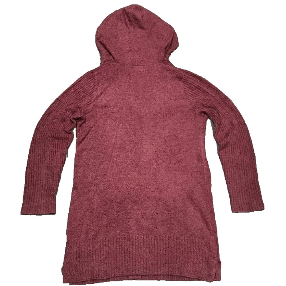 Barefoot Dreams CozyChic Lite Relaxed Hooded Cardigan Pockets Berry M A006831 - Picture 10 of 10